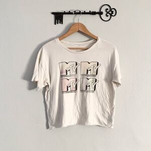 MTV Graphic Tee in Cream small crop top
